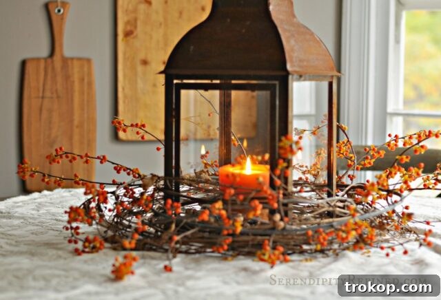Creative Thanksgiving Table Decor: DIY Ideas for a Festive Feast 27 Rusty Lantern Table Centerpiece for a rustic Thanksgiving feel