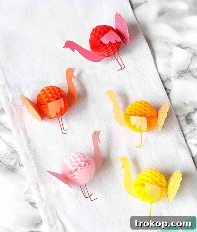 Easy & Festive: 23 Thanksgiving Turkey Crafts 15 Mini Honeycomb Paper Turkeys