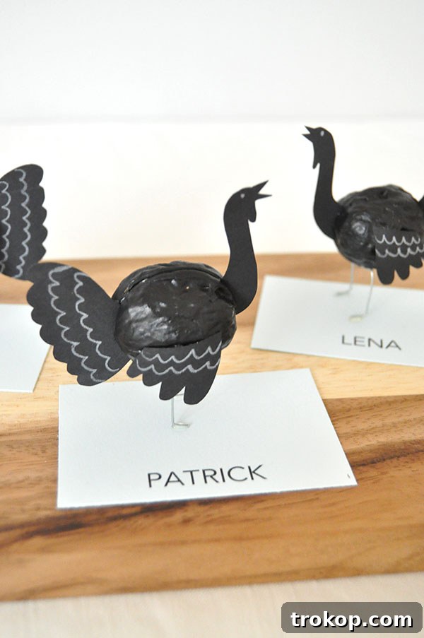 Easy & Festive: 23 Thanksgiving Turkey Crafts 4 Walnut Turkey Place Cards