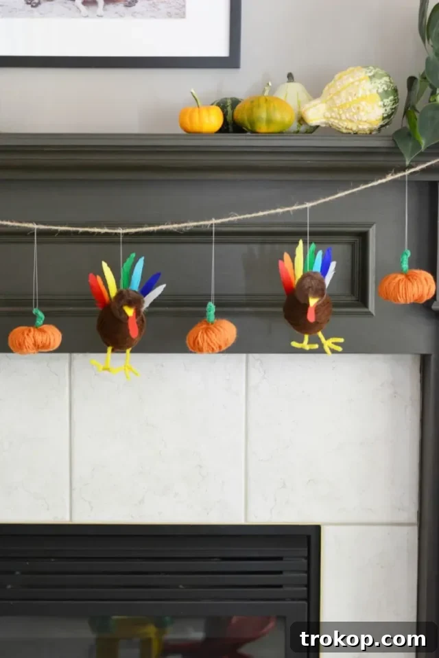 Easy & Festive: 23 Thanksgiving Turkey Crafts 6 Turkey and Pumpkin Thanksgiving Garland
