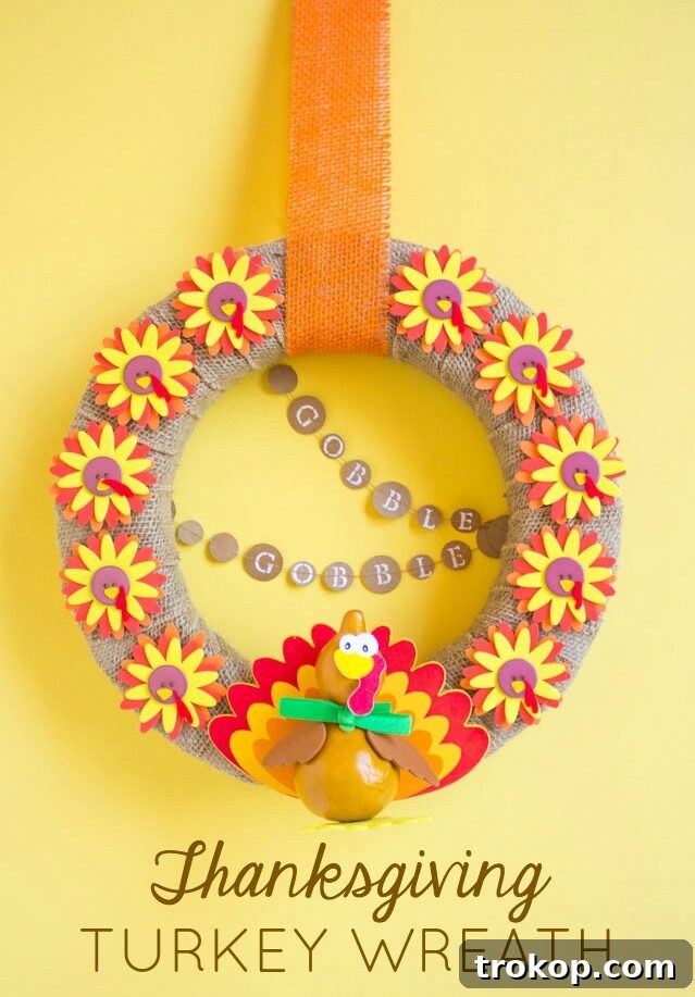 Easy & Festive: 23 Thanksgiving Turkey Crafts 8 Thanksgiving Turkey Wreath