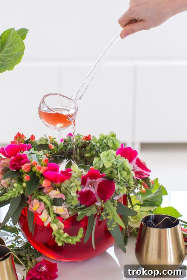 Elevate Your Thanksgiving Dinner Unforgettable Recipes 48 DIY Floral Punch Bowl Wreath + Sparkling Blackberry Mocktail Recipe by top Houston lifestyle blogger Ashley Rose of Sugar & Cloth