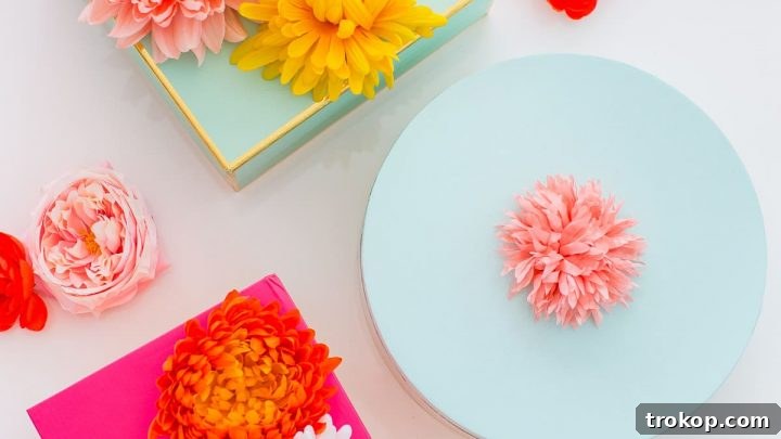 DIY Faux Flower Gift Topper Stickers, demonstrating how to create beautiful floral accents for your wrapped gifts.