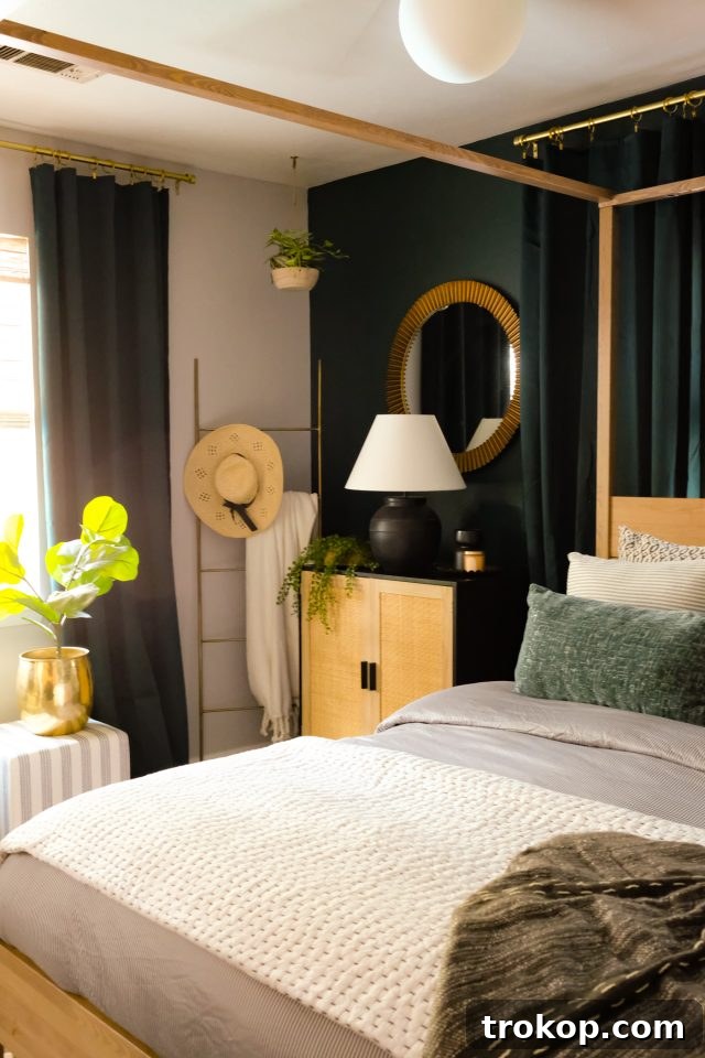 The Art of Decorating a Serene Green Bedroom 11 Beautifully decorated green bedroom with natural light