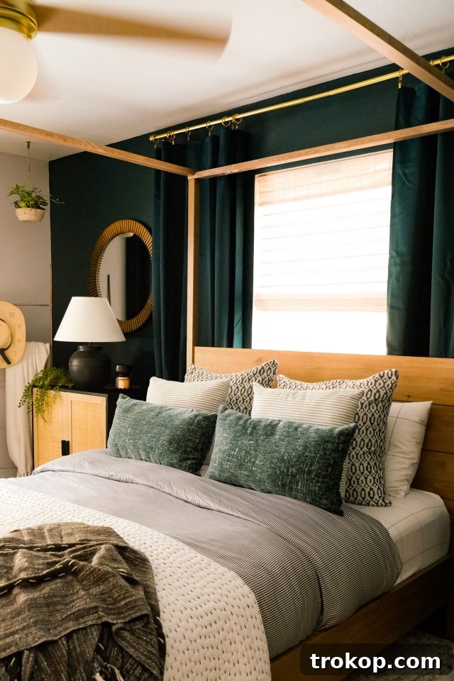 The Art of Decorating a Serene Green Bedroom 6 Close-up of stylish Brooklinen bedding in a green bedroom
