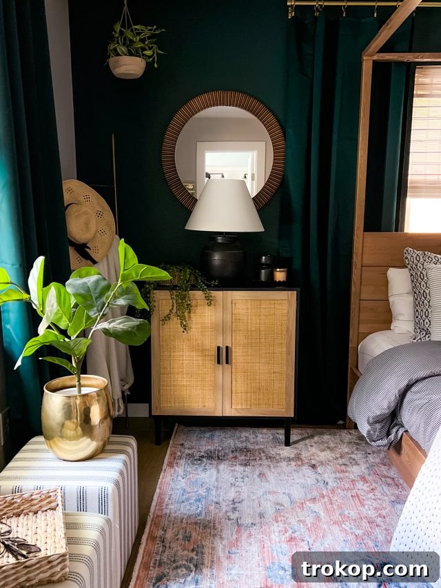The Art of Decorating a Serene Green Bedroom 9 Incorporating houseplants into a green bedroom decor