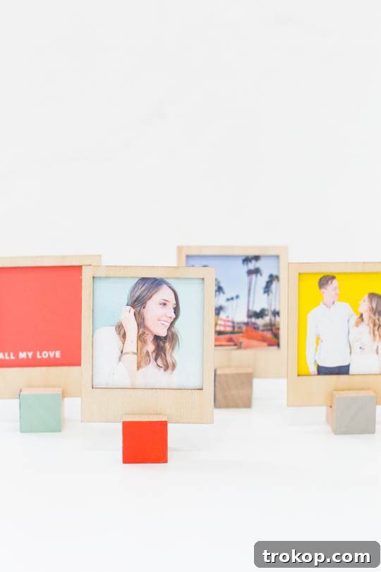 DIY wooden polaroid stands | sugar and cloth