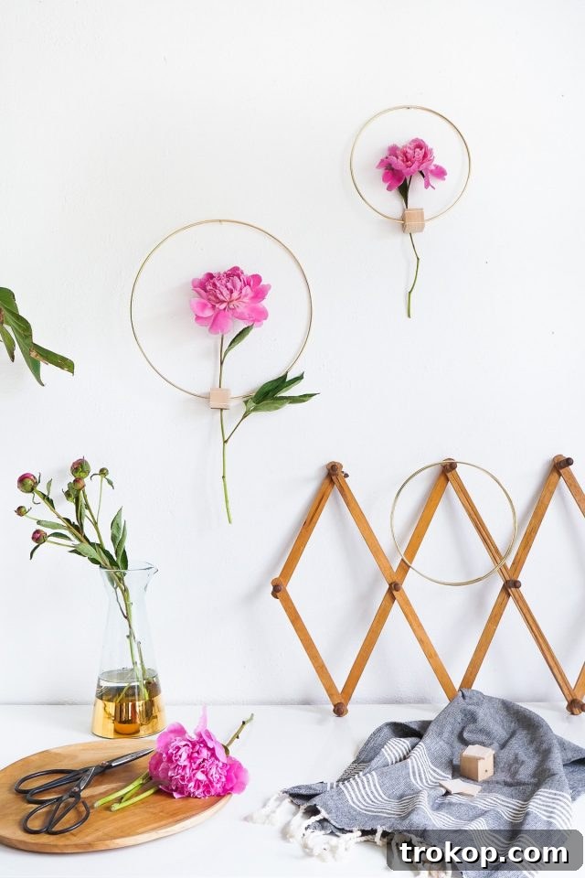 DIY Minimalist Flower Wall Hang by Ashley Rose of Sugar & Cloth, a top lifestyle blog in Houston, Texas