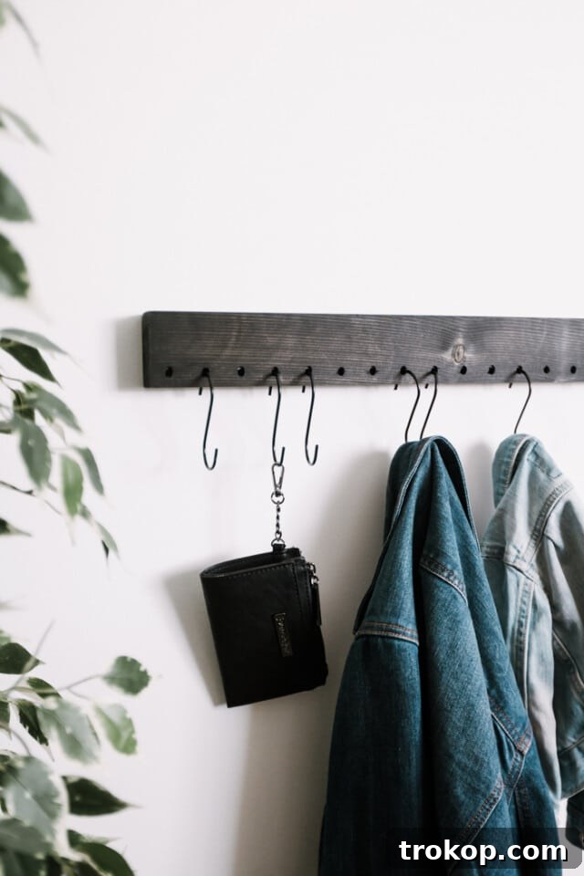 DIY Wall Mounted Coat Rack for easy scrap wood project ideas