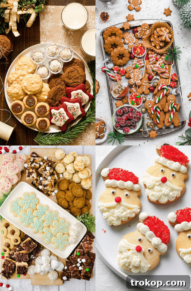 Holiday Cookie Masterclass: Recipes for Delicious Treats and Stunning Displays 2 A festive Christmas cookie tray overflowing with an assortment of beautifully decorated cookies and treats, perfect for holiday gatherings.