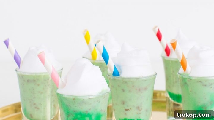 Marbled Creme de Menthe Ice Cream Shots