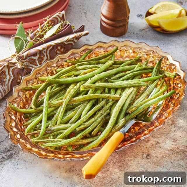 Crispy Air Fryer Green Beans, a quick and healthy vegetable side for Christmas.