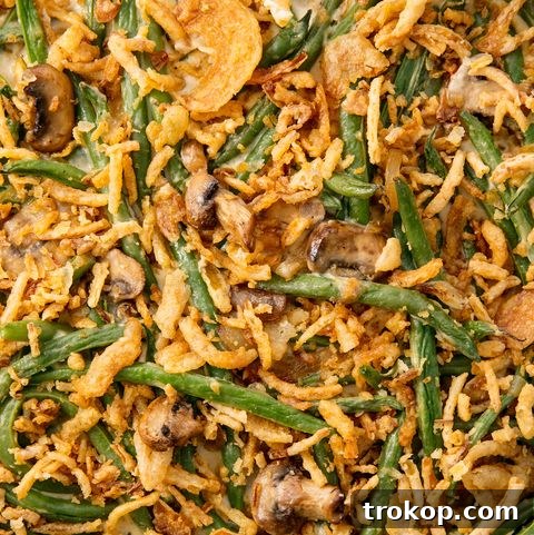 Classic Green Bean Casserole, a comforting vegetable side dish for Christmas.