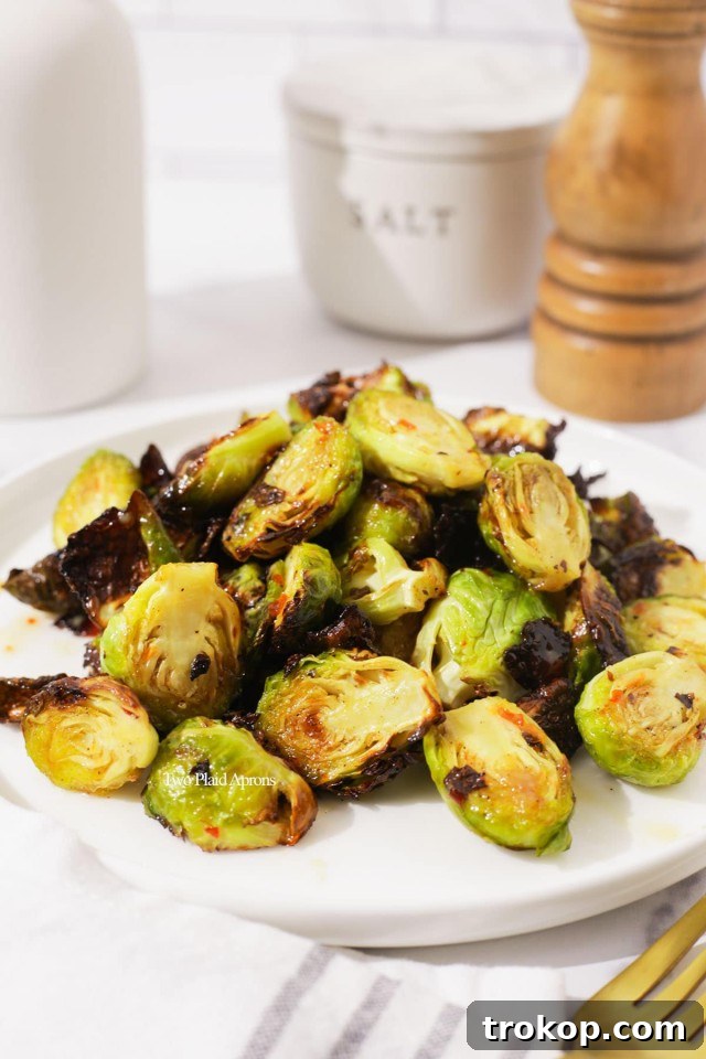Crispy Sweet Chili Air Fryer Brussels Sprouts, a delightful Christmas vegetable side.
