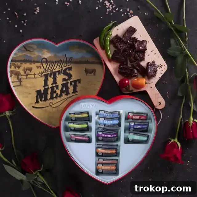 32 Valentine's Day Gifts Husbands Will Truly Appreciate 3 Jerky Heart Box Valentines Day Gifts for Husband