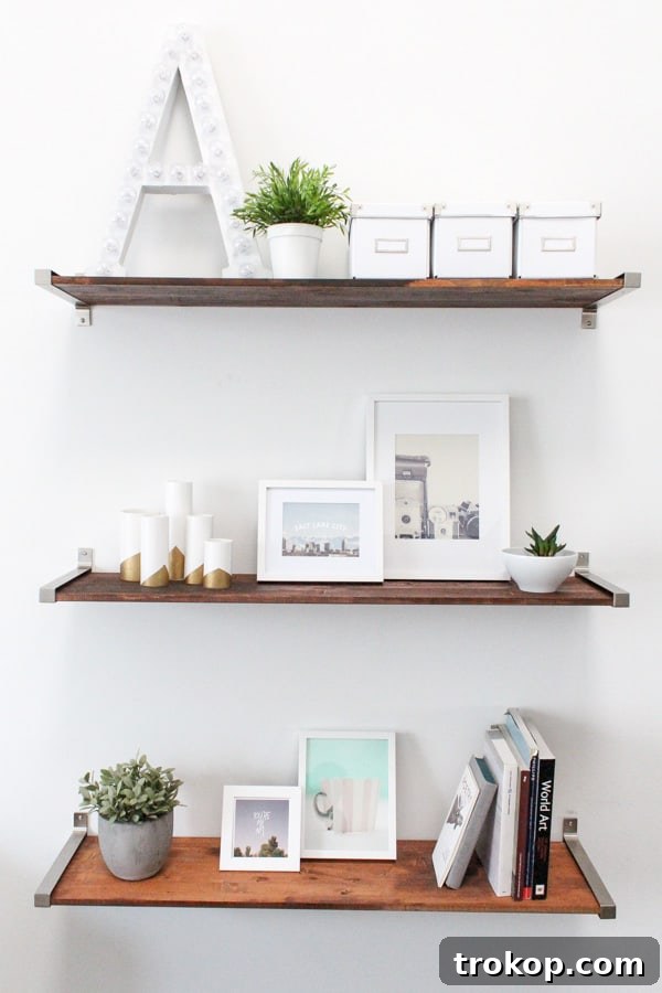DIY distressed wooden shelves by Sugar & Cloth