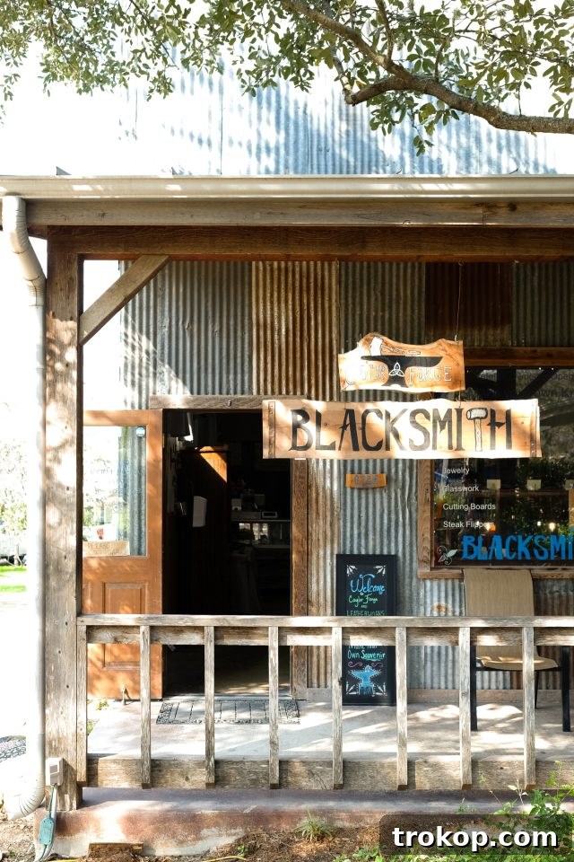 Explore New Braunfels: Attractions and Boutiques 16 Exterior of Caylor Forge, a unique blacksmithing shop in New Braunfels