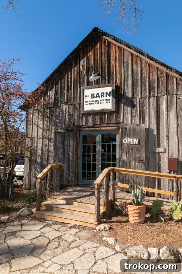 Explore New Braunfels: Attractions and Boutiques 22 Exterior of The Barn Pottery boutique in New Braunfels