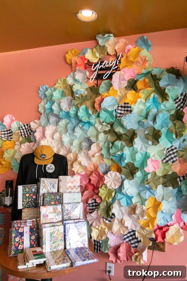 Explore New Braunfels: Attractions and Boutiques 32 Colorful installation wall at 2Tarts Bakery in New Braunfels