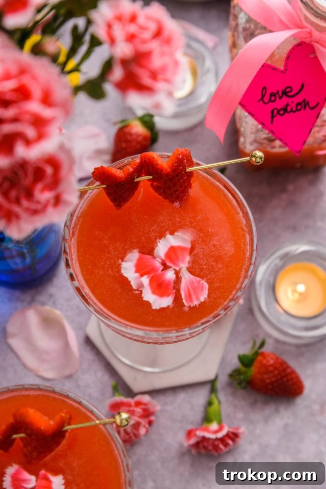 Top view of the Love Potion cocktail