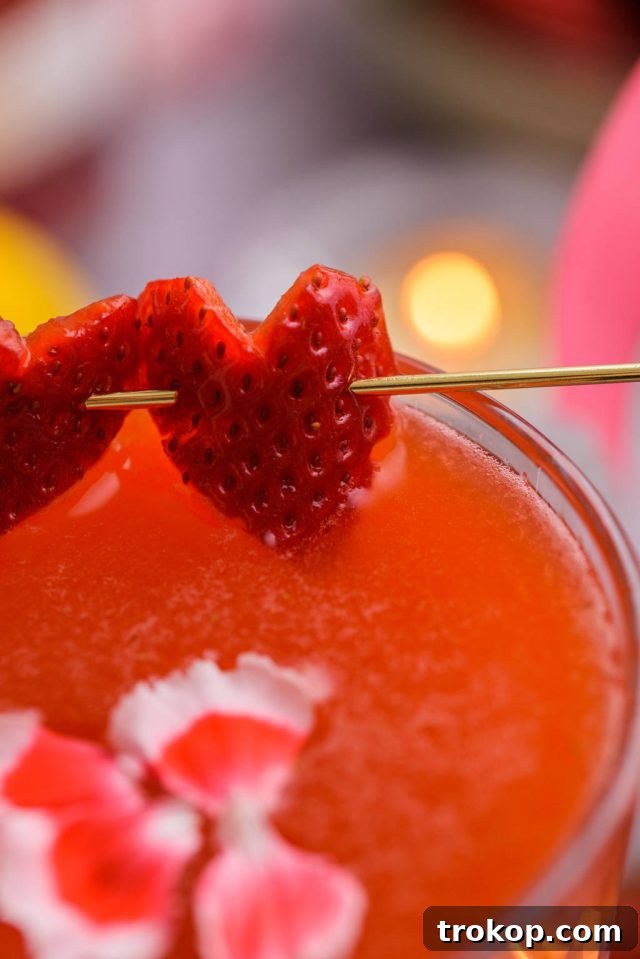 Top view of the Love Potion with garnished cocktail pick
