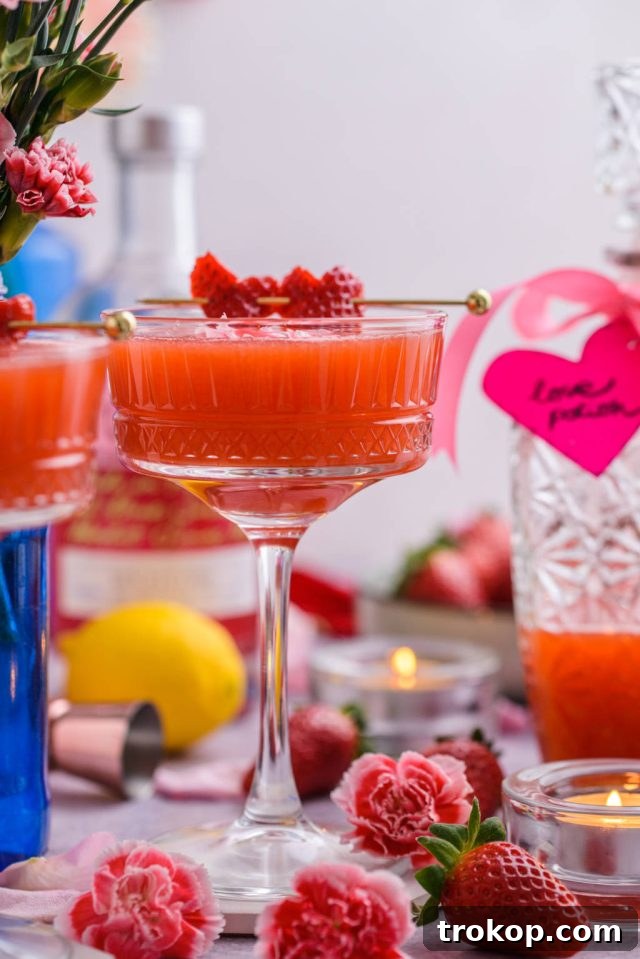 A front view of a glass of Love Potion