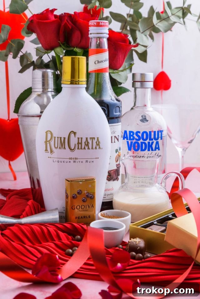 Ingredients needed for the Godiva Chocolate Martini