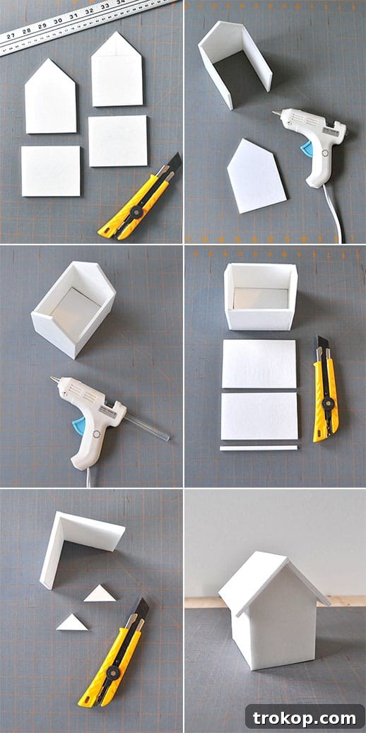 Step-by-step assembly of the foam core structure for the DIY cork storage box project