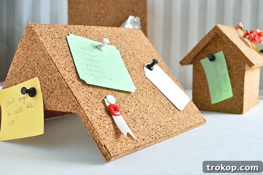 Another perspective of the versatile DIY cork storage box enhancing desk decor