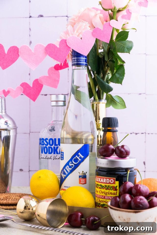 Sweet Cherry Vodka Sour Delight 3 Kirsh Liqueur and other ingredients