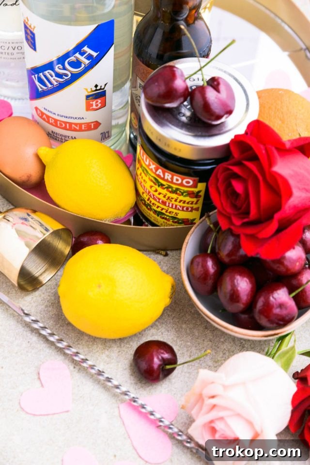 Sweet Cherry Vodka Sour Delight 5 ingredients used to make the Cherry vodka sour