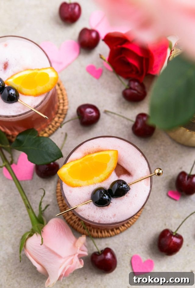 Sweet Cherry Vodka Sour Delight 9 top view of a glass of Cherry vodka sour
