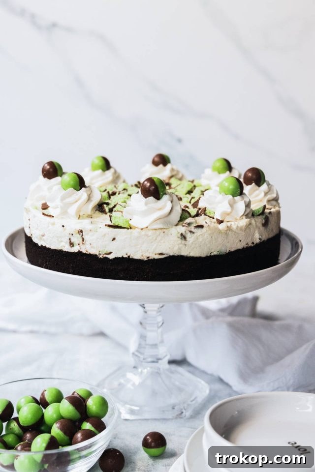 Mint Aero Cheesecake Recipe for St. Patrick's part food ideas by Sugar & Cloth