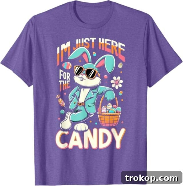 I’m Just Here for the Candy Easter Shirt - a humorous Easter design