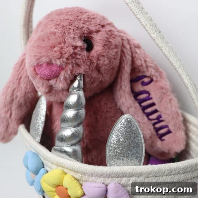 POWTONEW Personalized Plush Bunny, Embroidered Name Easter Bunny, Easter Gifts for Kids, Plush Toy Gift, First Easter Gift, Easter Stuffed for Kids