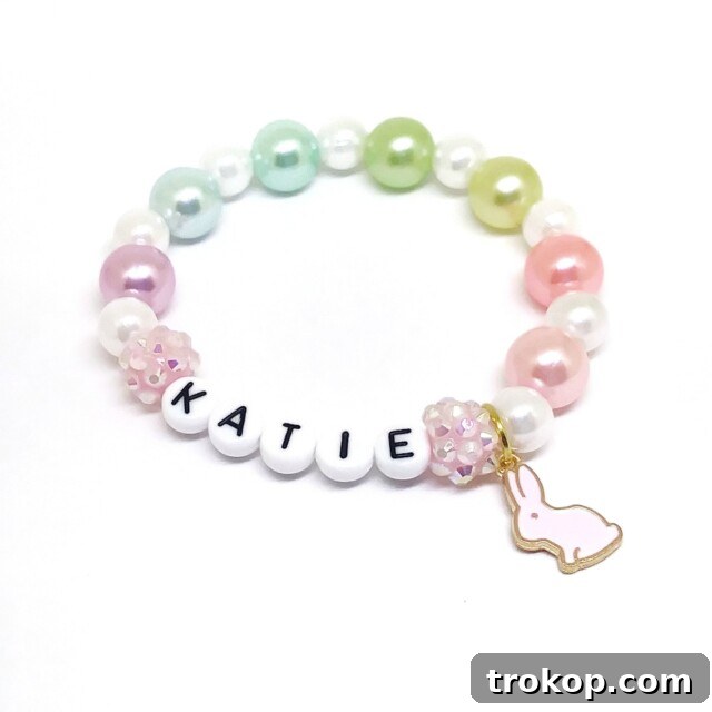 Girl's rabbit name bracelet - Personalized easter bunny jewelry
