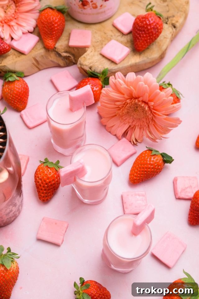 Top view of the Pink Starburst shot, showcasing its appealing pink color and smooth texture.