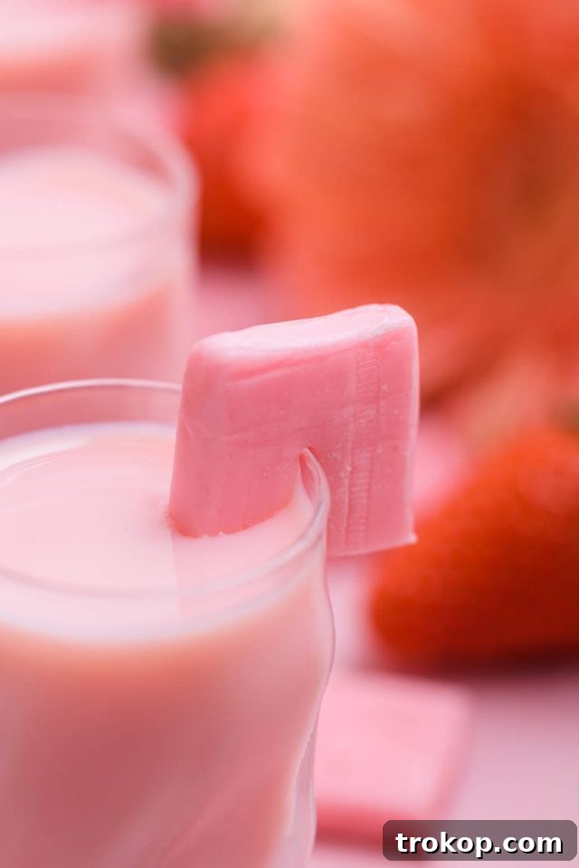 A close-up shot of the Pink Starburst shot, highlighting its creamy texture and garnish.