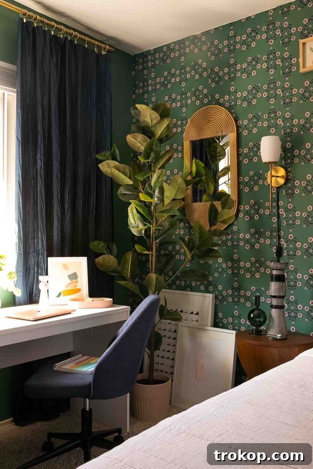 From Workspace to Dream Space The Reveal 10 An Arch Mirror is strategically placed to reflect light, creating the illusion of a bigger space in the office bedroom.