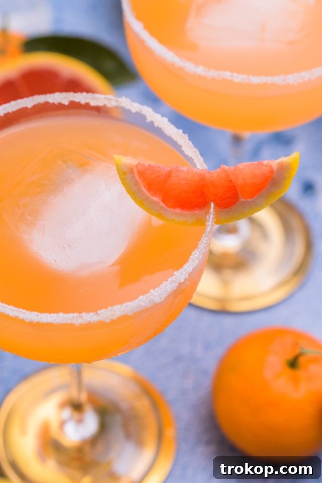 Spring Fling Margarita 3 close up photo of a citrus Easter Margarita by Sugar & Cloth