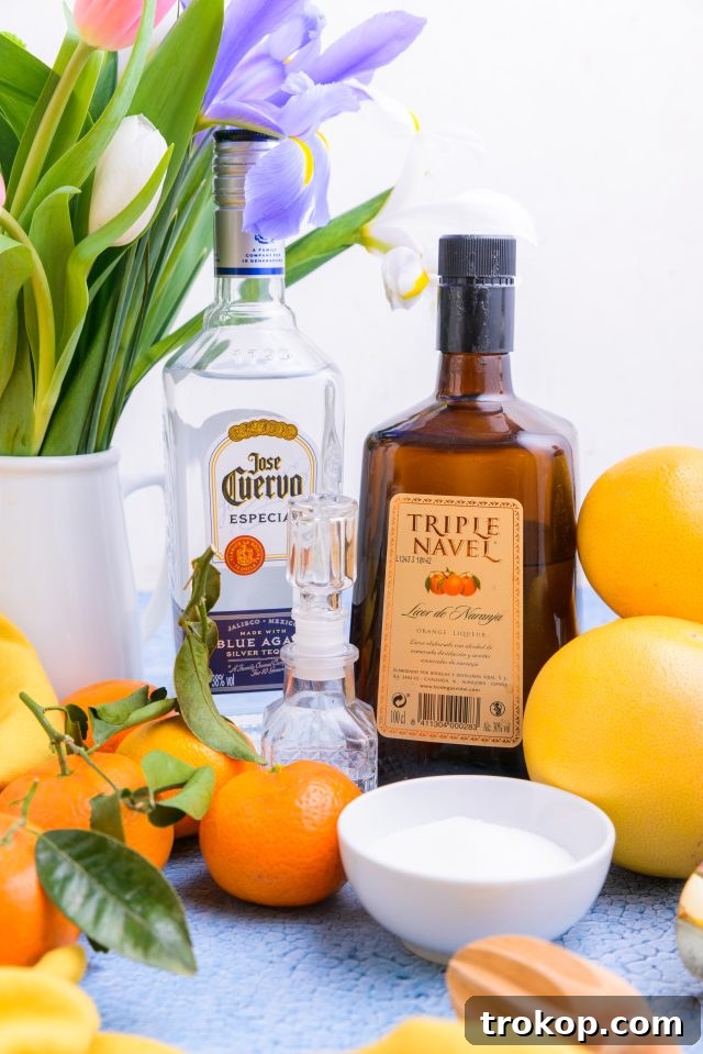 Spring Fling Margarita 4 ingredients needed to make an Easter Margarita