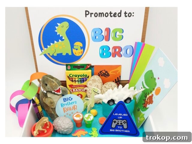23 Perfect Gifts for Big Brothers No Matter Their Age 3 New Big Brother Gift Box with craft kit, pin, and welcome banner