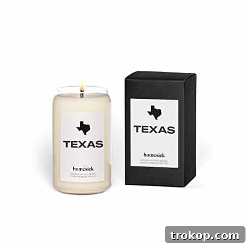 Homesick Premium Scented Candle, Texas - Scents of Pine Needles, Lime, 13.75 oz, 60-80 Hour Burn, Natural Soy Blend Candle Home Decor, Relaxing Aromatherapy Candle Homesick Premium Scented Candle, Texas - Scents of Pine Needles, Lime, 13.75 oz, 60-80 Hour Burn