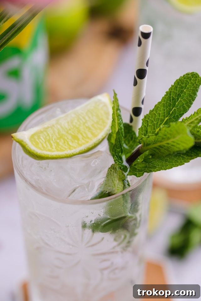 Classic Vodka Press Recipe with lime wedge and mint garnishes