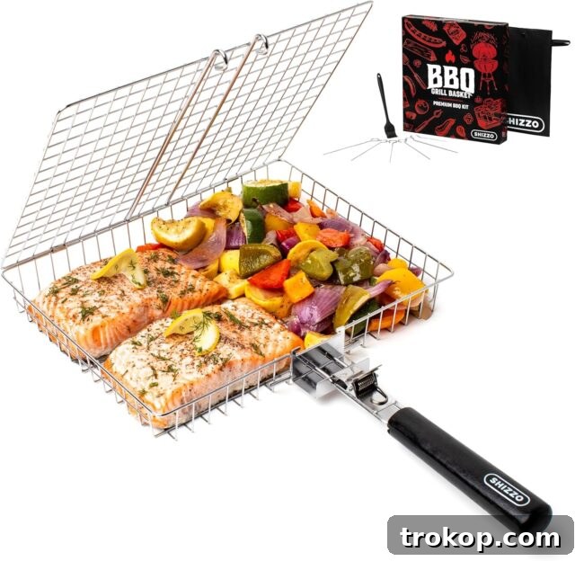 38 Unforgettable Gifts for Dad, Chosen by His Daughter 16 SHIZZO Grill Basket Value Set, Barbecue BBQ Grilling Basket , Stainless Steel Large Folding Grilling baskets With Handle, Portable Outdoor Camping BBQ Rack for Fish, Shrimp, Vegetables, Barbeque Griller Cooking Accessories, Gift for father, dad, husband - perfect for the ultimate pitmaster