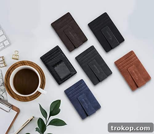 38 Unforgettable Gifts for Dad, Chosen by His Daughter 9 Travelambo Money Clip Front Pocket Wallet Slim Minimalist Wallet RFID Blocking(Weaved Black) - a sleek and functional gift for dad