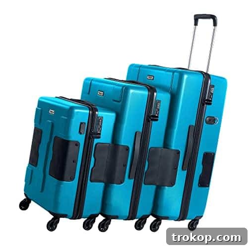 Make Travel a Breeze: 21 Top Kids' Luggage, From Carry-Ons to Ride-Ons 11 Tach V3 Hard Shell 3 Piece Luggage Set - 22, 24 & 28 inch Luggage | Carry On, Medium & Large Checked Suitcases | Patented Built-In Connecting System | Rolling Suitcase Links 6 Bags (Blue)
