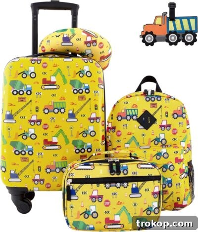 Make Travel a Breeze: 21 Top Kids' Luggage, From Carry-Ons to Ride-Ons 14 Travelers Club 5 Piece Kids' Luggage Set, Cars for best luggage for kids