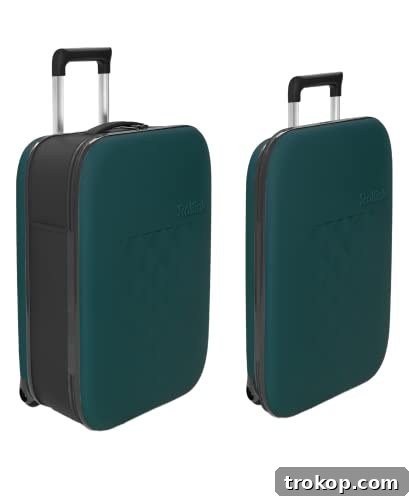Make Travel a Breeze: 21 Top Kids' Luggage, From Carry-Ons to Ride-Ons 17 ROLLINK Flex Vega Cabin Collapsible Suitcase - Fully Collapsible, Hardshell, Silent, Coated Wheels for Smooth Gliding, Scratch, Water & Impact Resistant Carry-On 21-Inch (10.5 Gal volume), Deep Lagoon