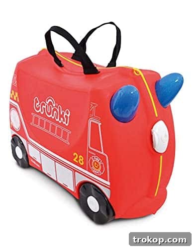 Make Travel a Breeze: 21 Top Kids' Luggage, From Carry-Ons to Ride-Ons 19 Trunki Kids Ride-On Suitcase & Toddler Carry-On Airplane Luggage: Frank Fire Truck Red